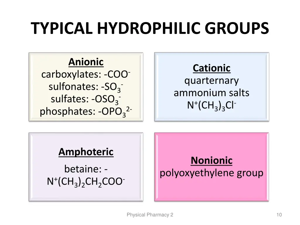 typical hydrophilic groups