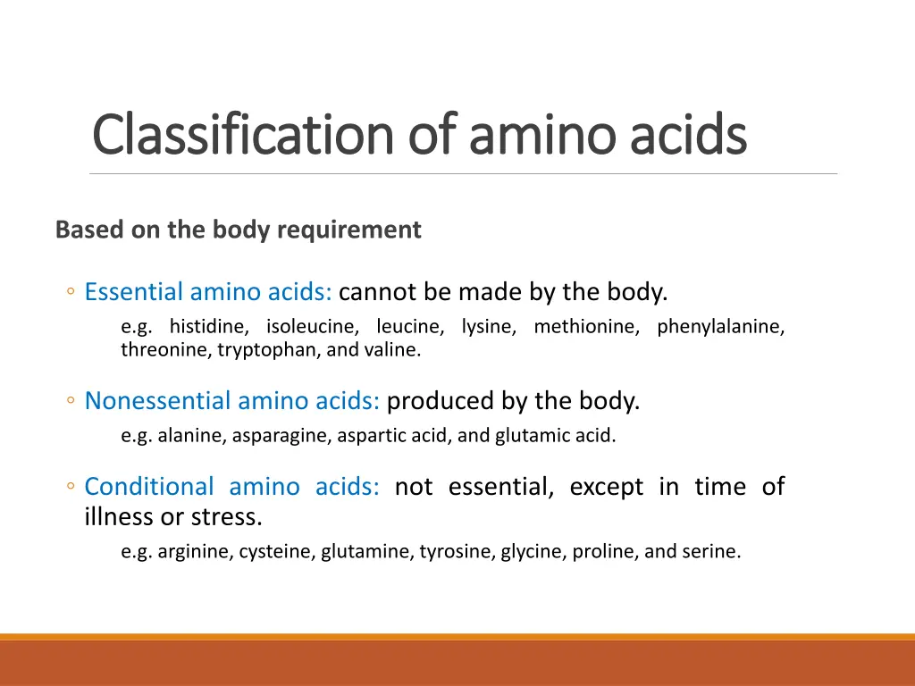 classification of amino acids classification