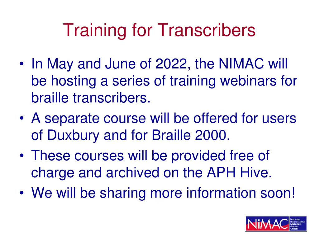 training for transcribers