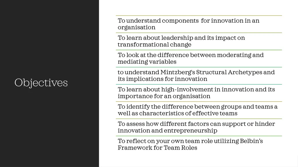 to understand components for innovation