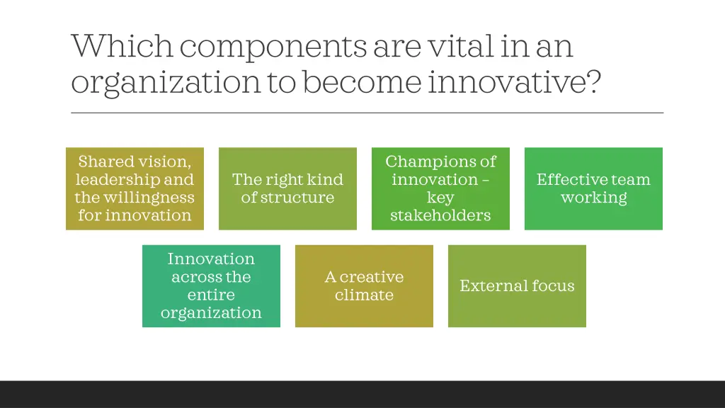 which components are vital in an organization