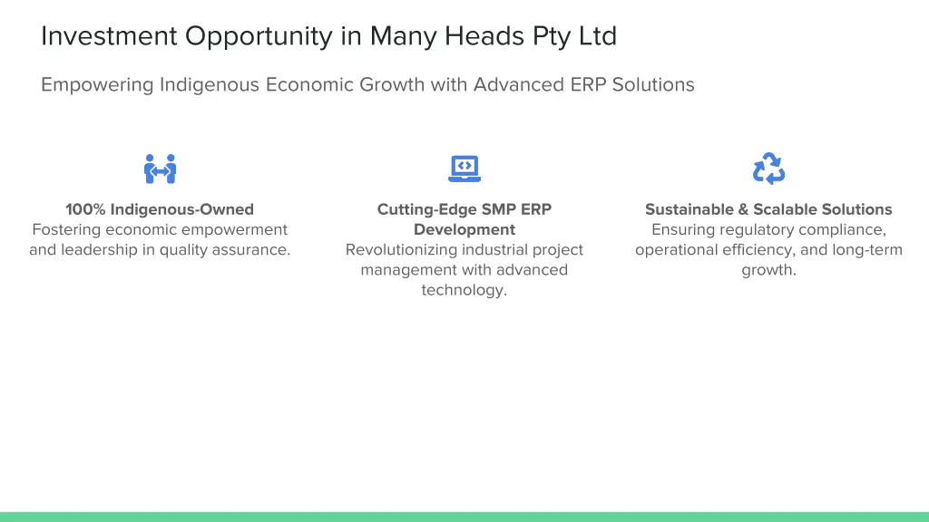 investment opportunity in many heads pty ltd