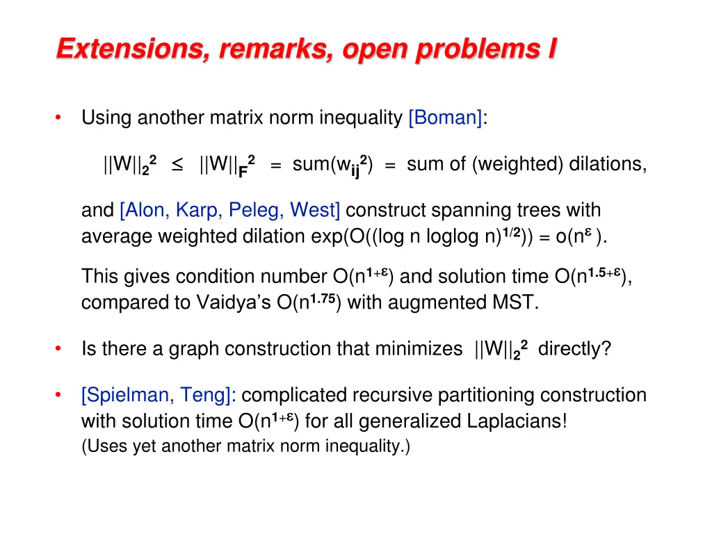 extensions remarks open problems i