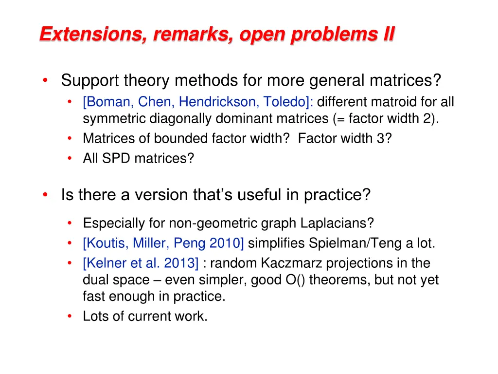 extensions remarks open problems ii