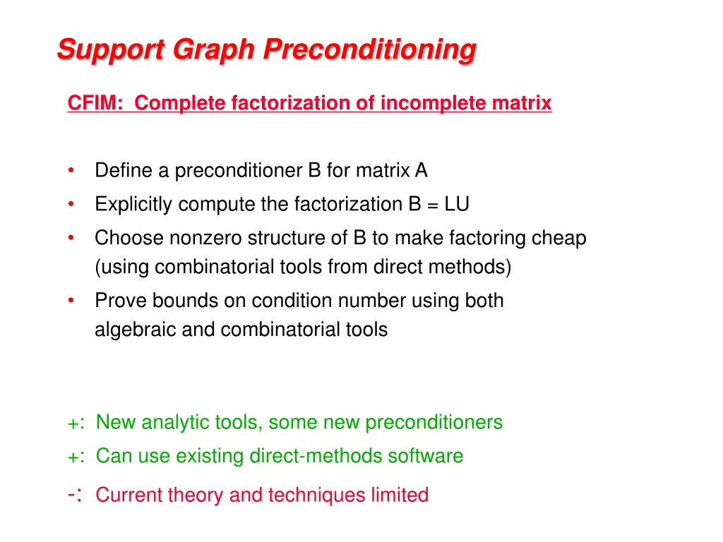 support graph preconditioning