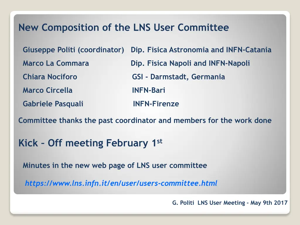 new composition of the lns user committee