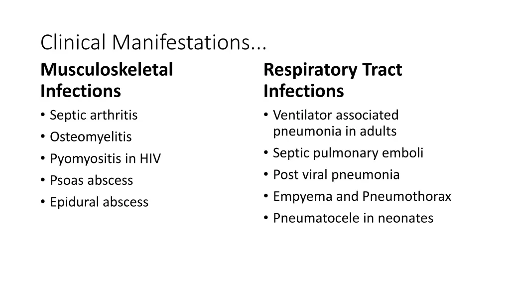 clinical manifestations musculoskeletal