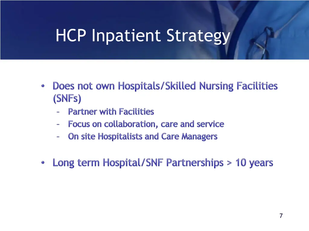 hcp inpatient strategy