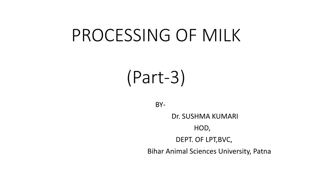 processing of milk