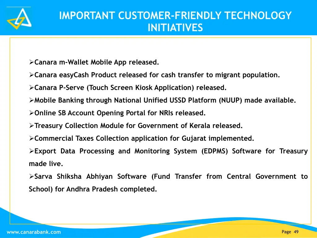 important customer friendly technology initiatives 1