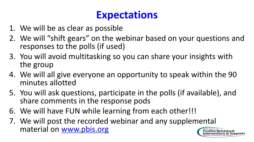 expectations