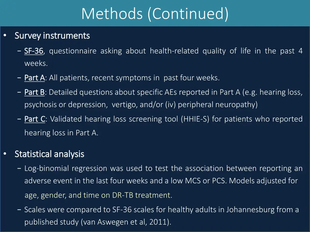 methods continued