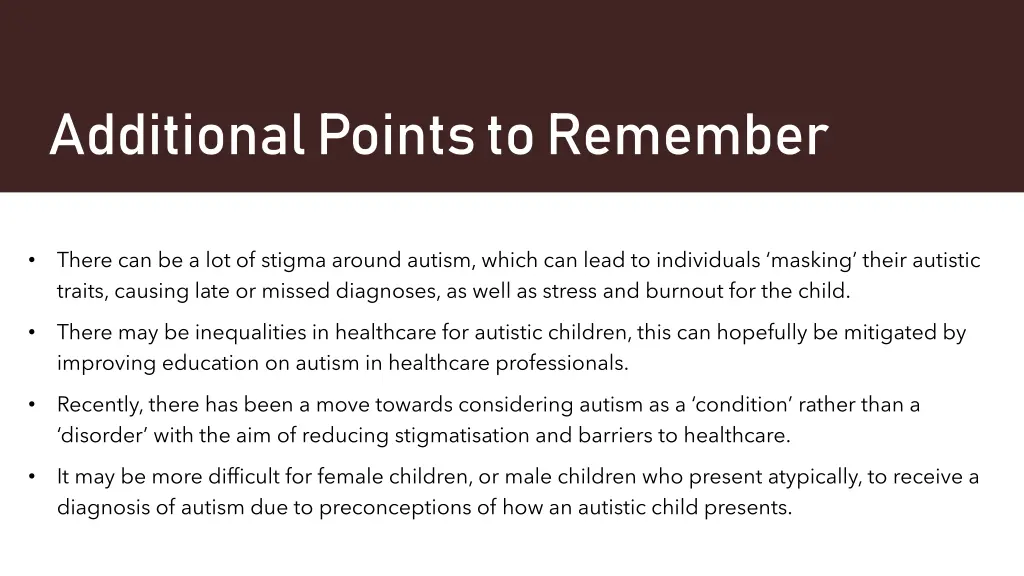 additional points to remember