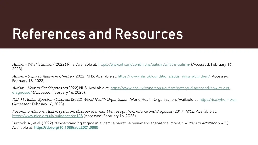 references and resources