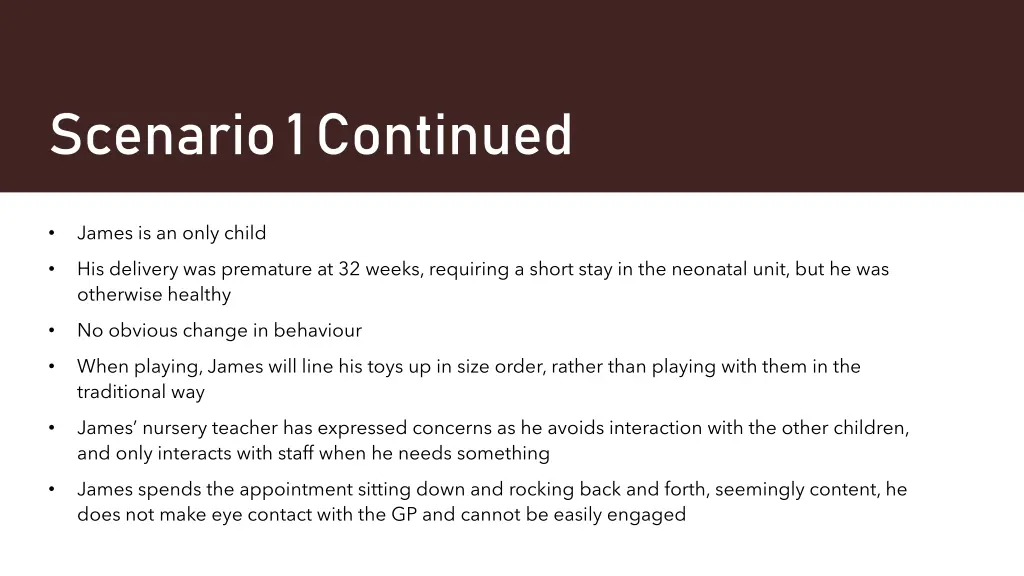scenario 1 continued