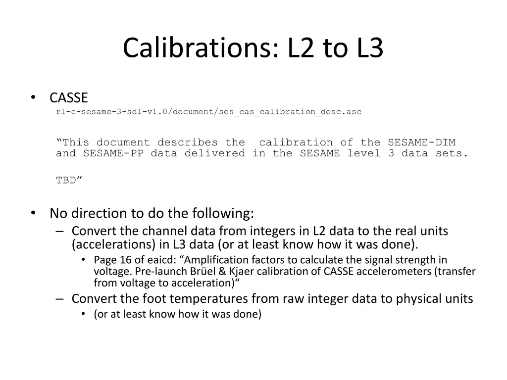 calibrations l2 to l3