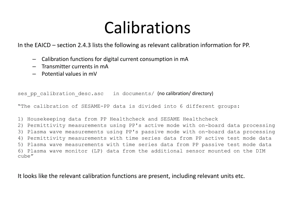 calibrations