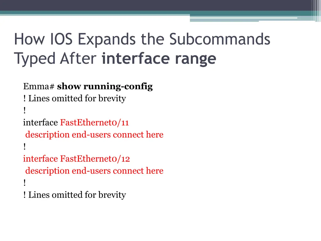 how ios expands the subcommands typed after