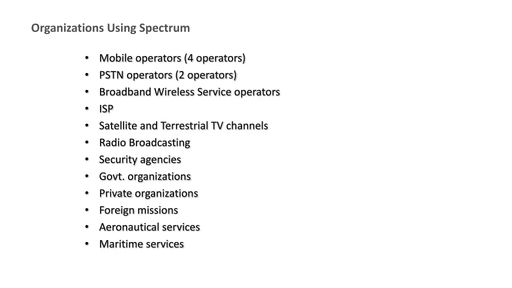organizations using spectrum