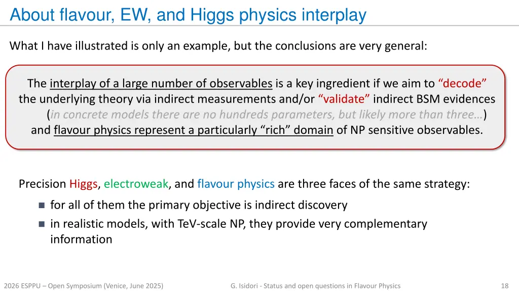 about flavour ew and higgs physics interplay
