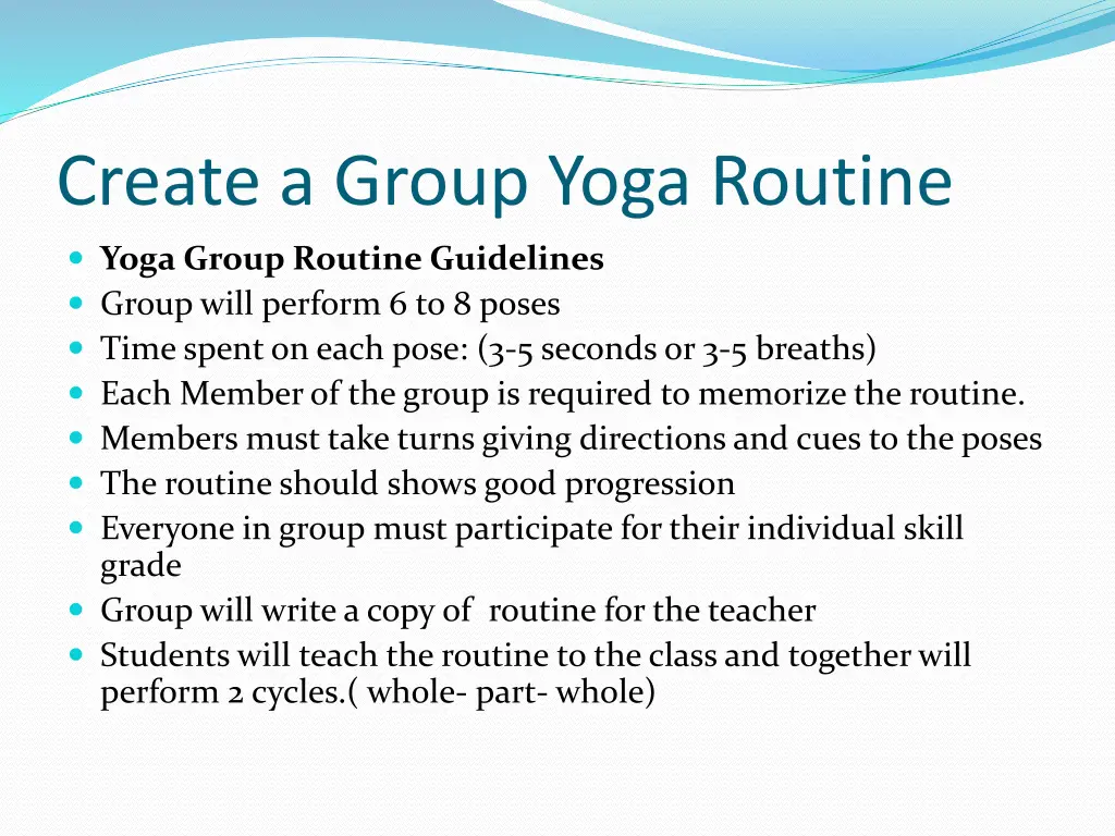 create a group yoga routine