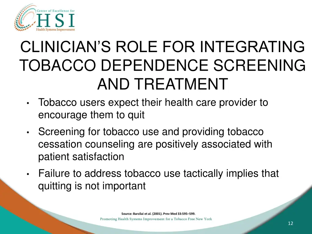 clinician s role for integrating tobacco