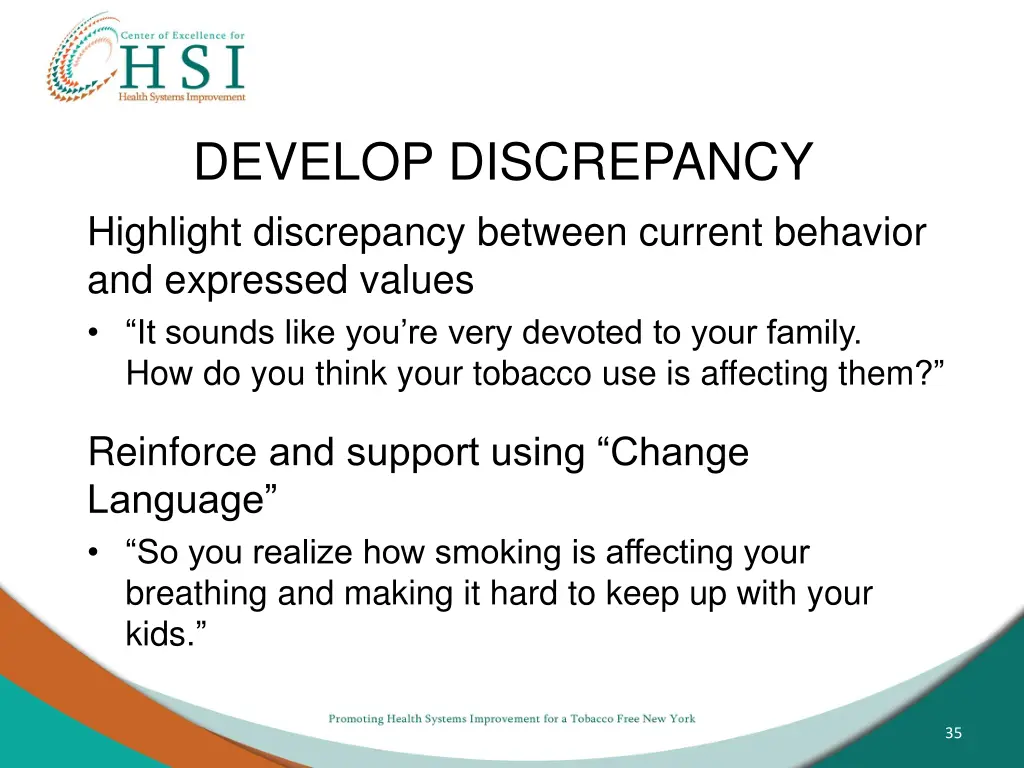 develop discrepancy highlight discrepancy between