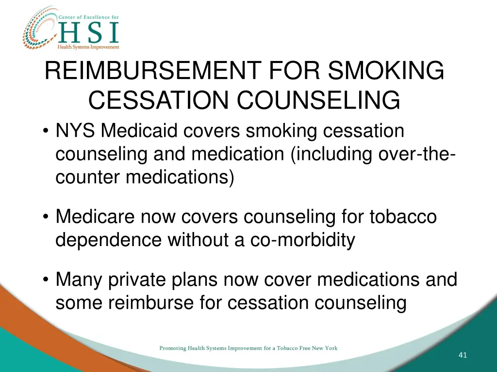 reimbursement for smoking cessation counseling