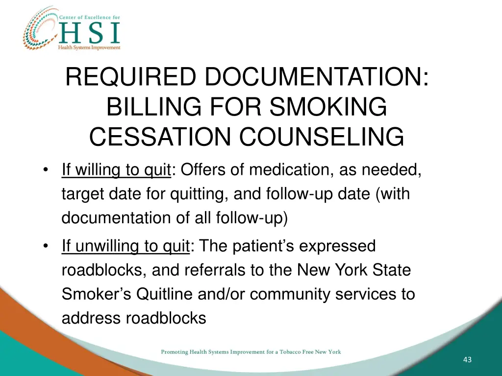 required documentation billing for smoking 1