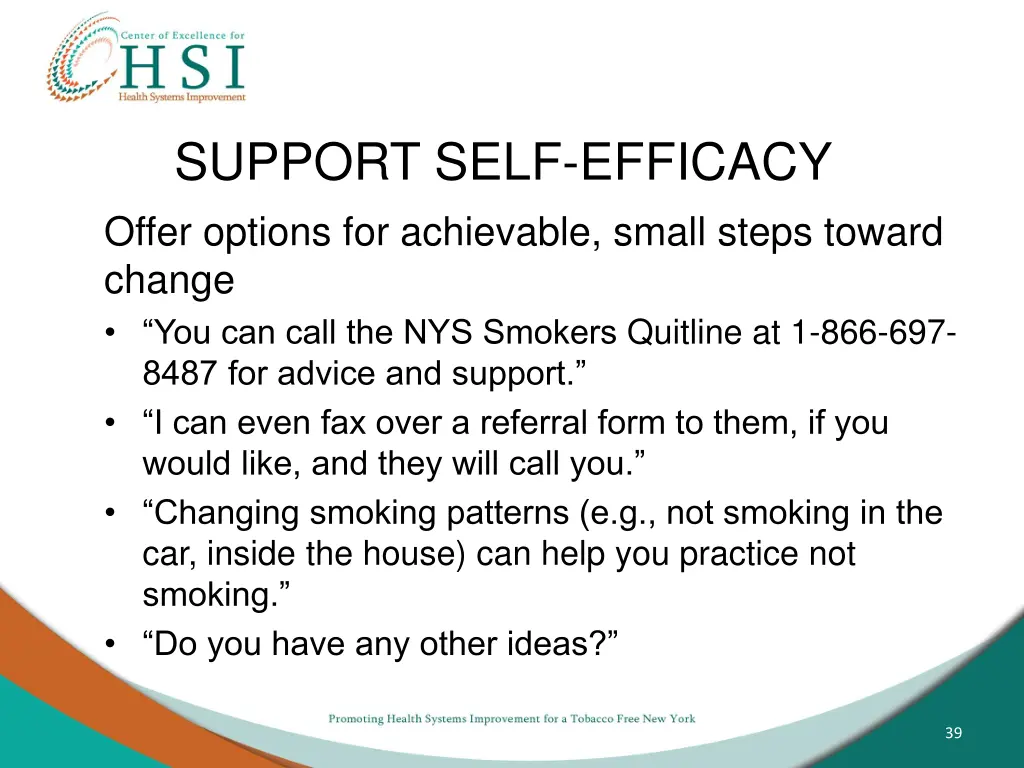 support self efficacy offer options