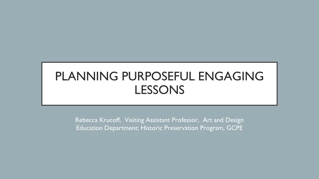 planning purposeful engaging lessons