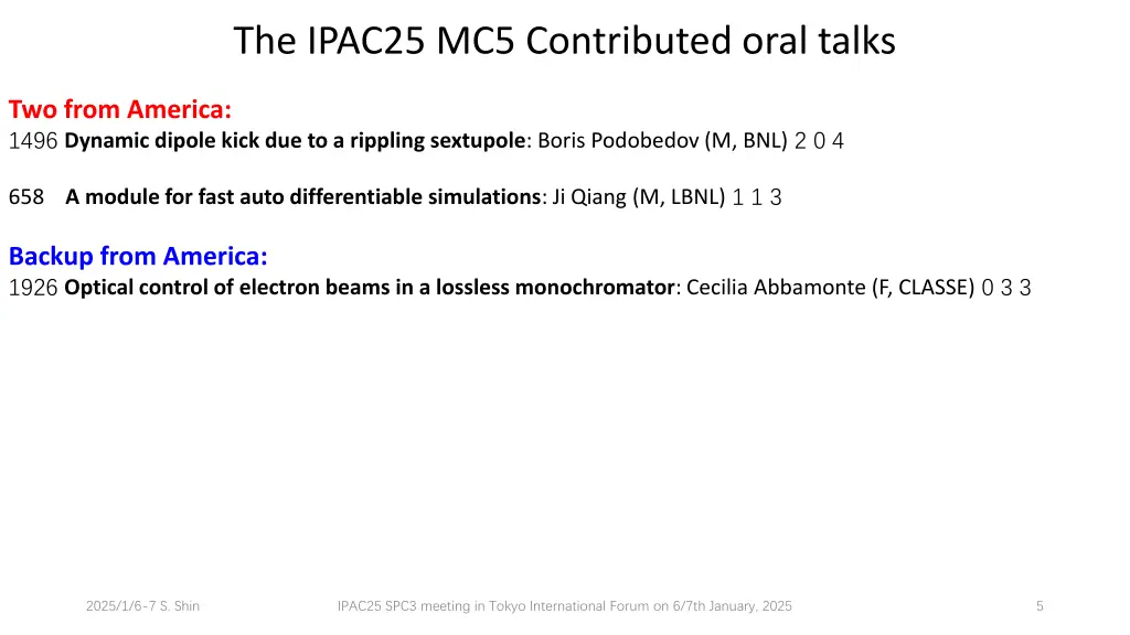 the ipac25 mc5 contributed oral talks 2