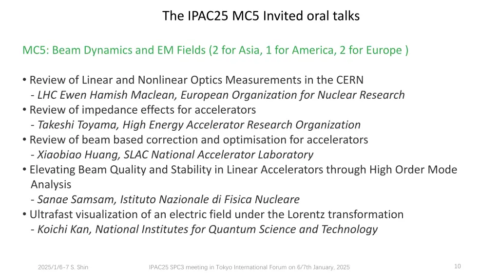 the ipac25 mc5 invited oral talks