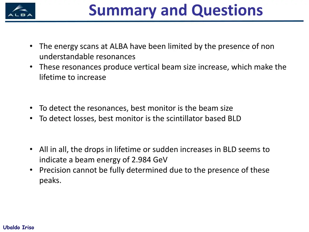 summary and questions