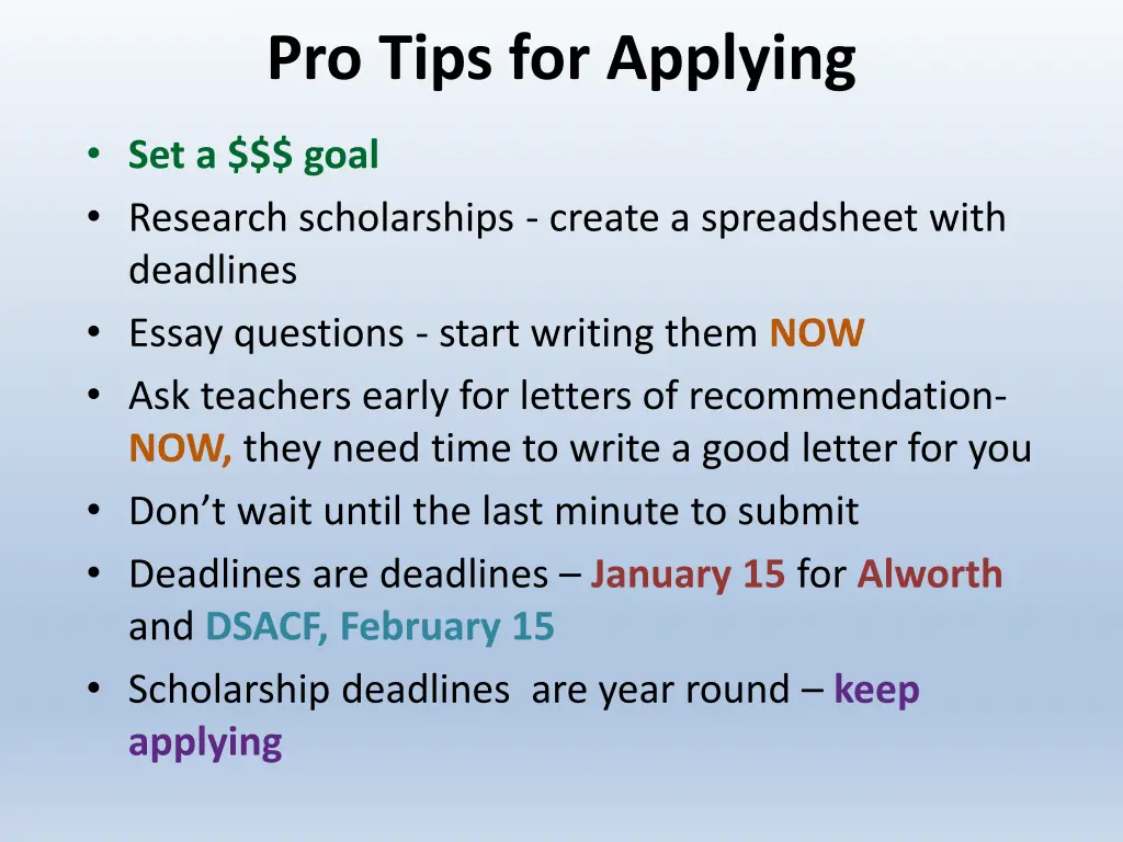 pro tips for applying