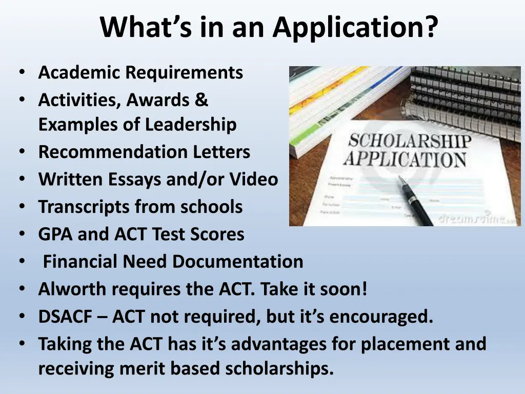 what s in an application