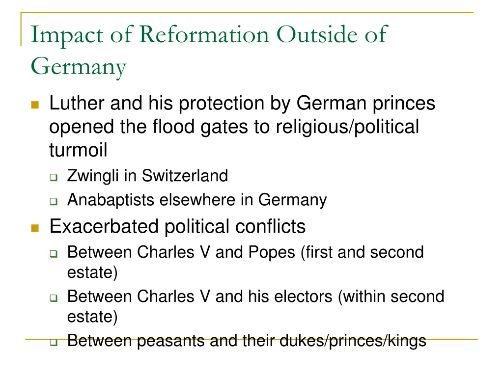 impact of reformation outside of germany