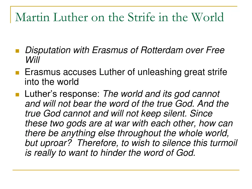 martin luther on the strife in the world