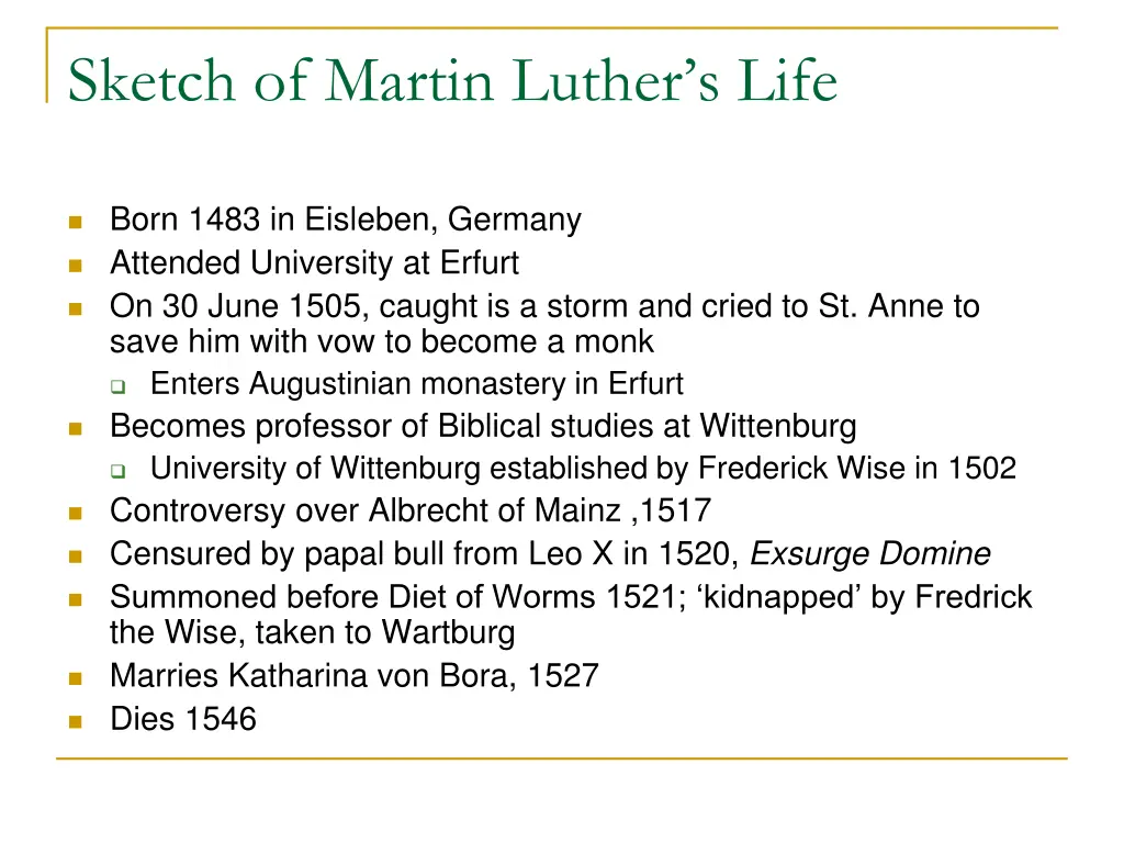 sketch of martin luther s life