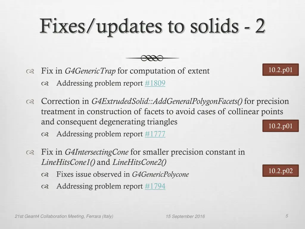 fixes updates to solids 2