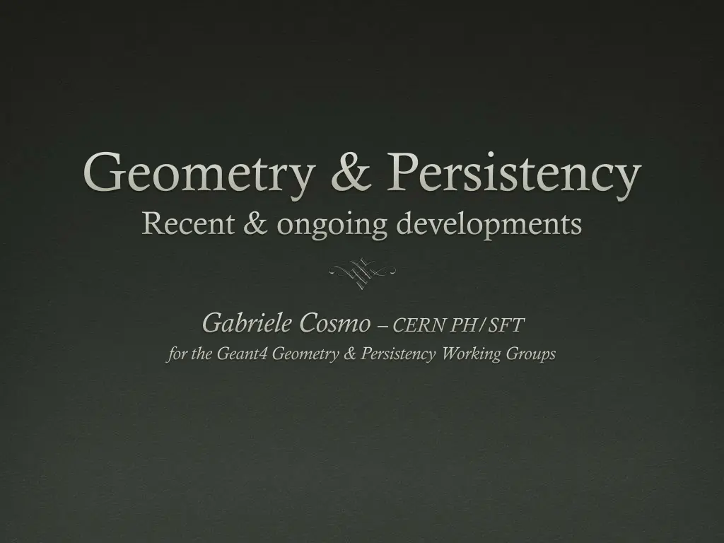 geometry persistency recent ongoing developments