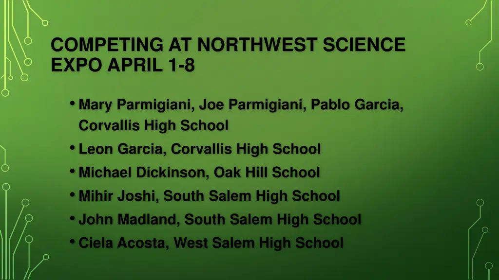 competing at northwest science expo april 1 8