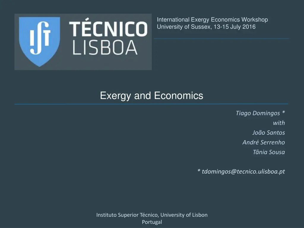 international exergy economics workshop 1