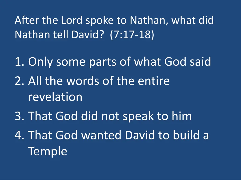 after the lord spoke to nathan what did nathan