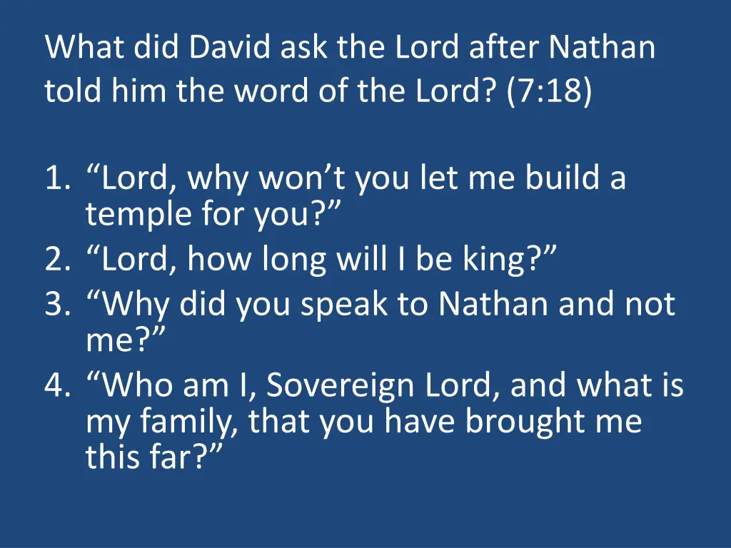 what did david ask the lord after nathan told