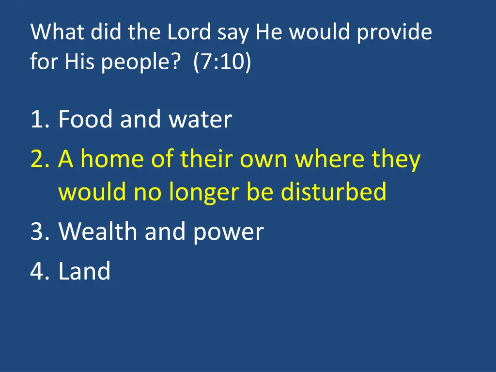 what did the lord say he would provide 1