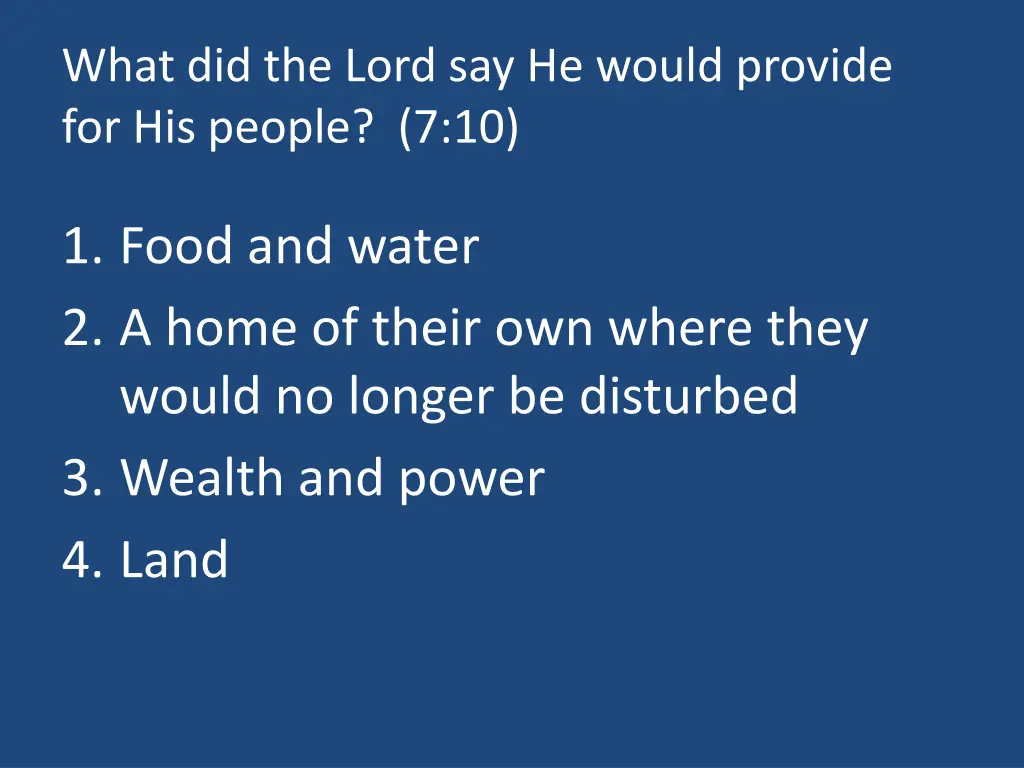 what did the lord say he would provide
