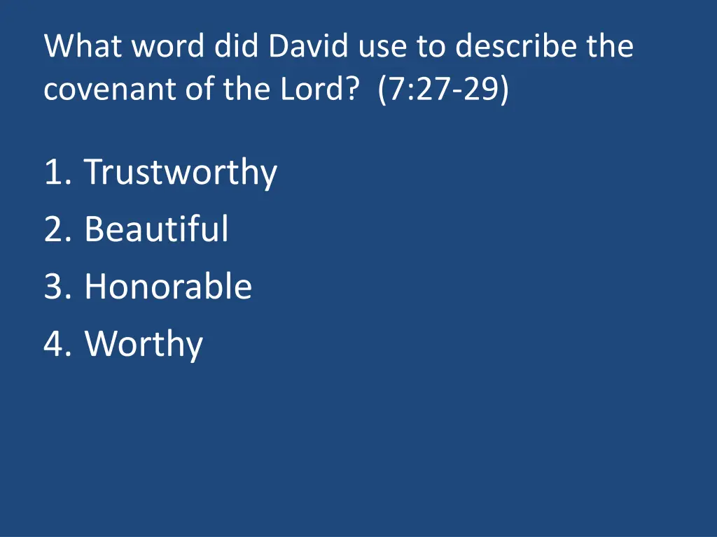 what word did david use to describe the covenant