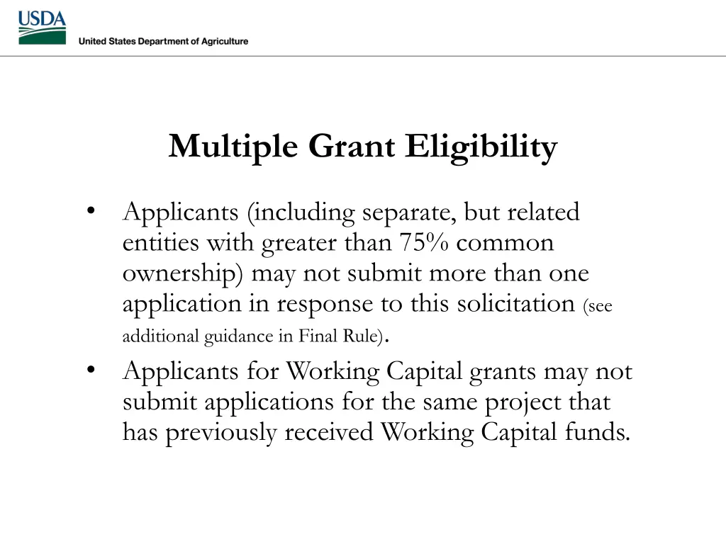 multiple grant eligibility