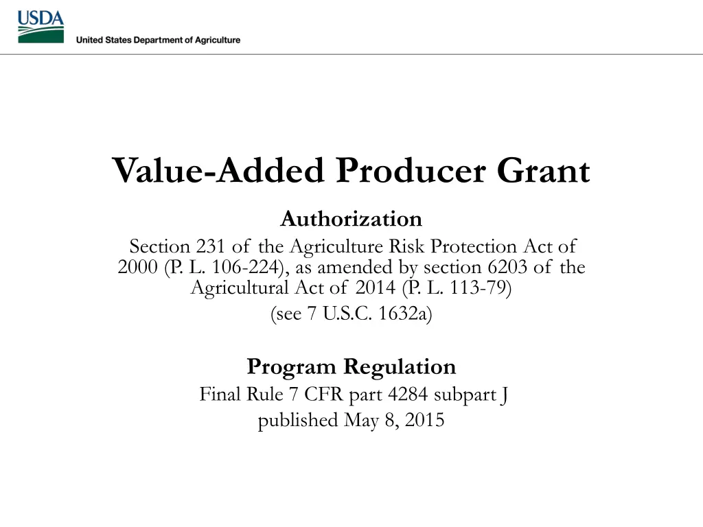 value added producer grant
